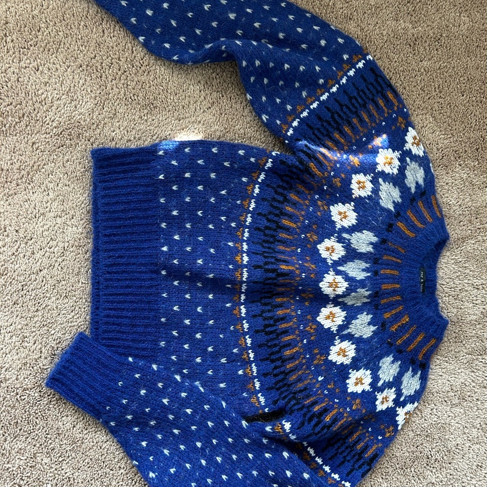 rag & bone Blue and White Patterned Sweater